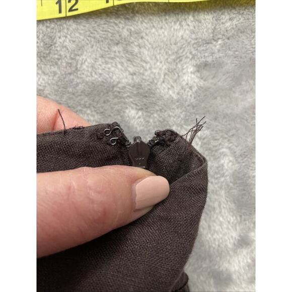 INC International Concepts 100% Linen Skirt Womens 8P Brown A Line Ruffle Detail - Picture 9 of 9